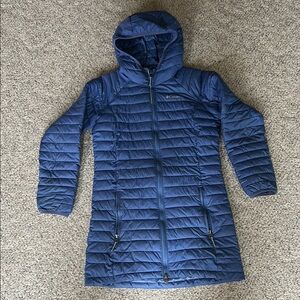 Columbia Blue Quilted Puffer Coat with Hood